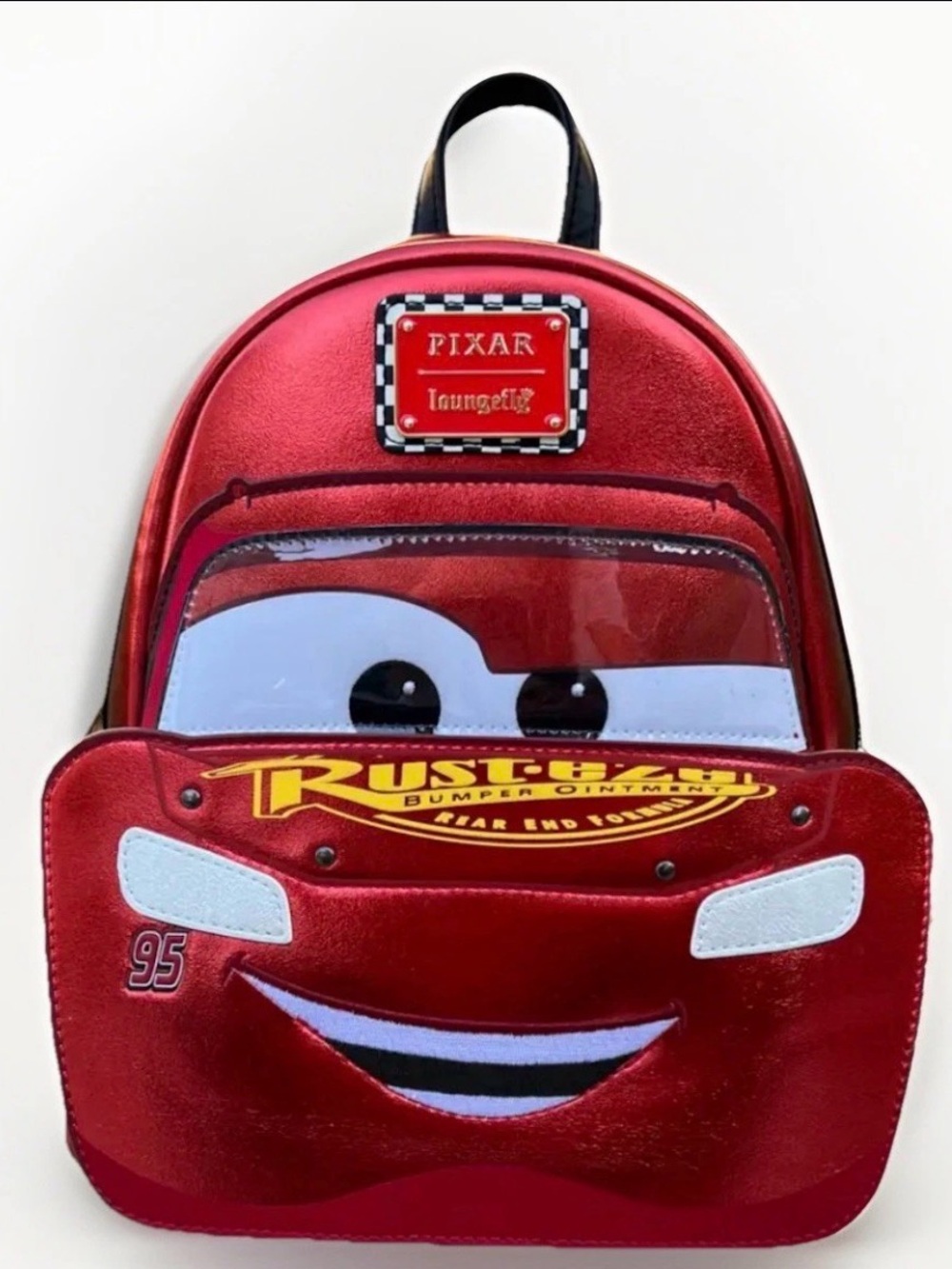 Loungefly Pixar Lightning McQueen Red metallic Backpack nwt exclusive